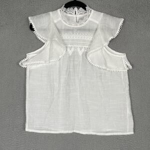 Sabina Musayev Blouse Womens Small Lace Ruffle Sheer Sleeveless Top